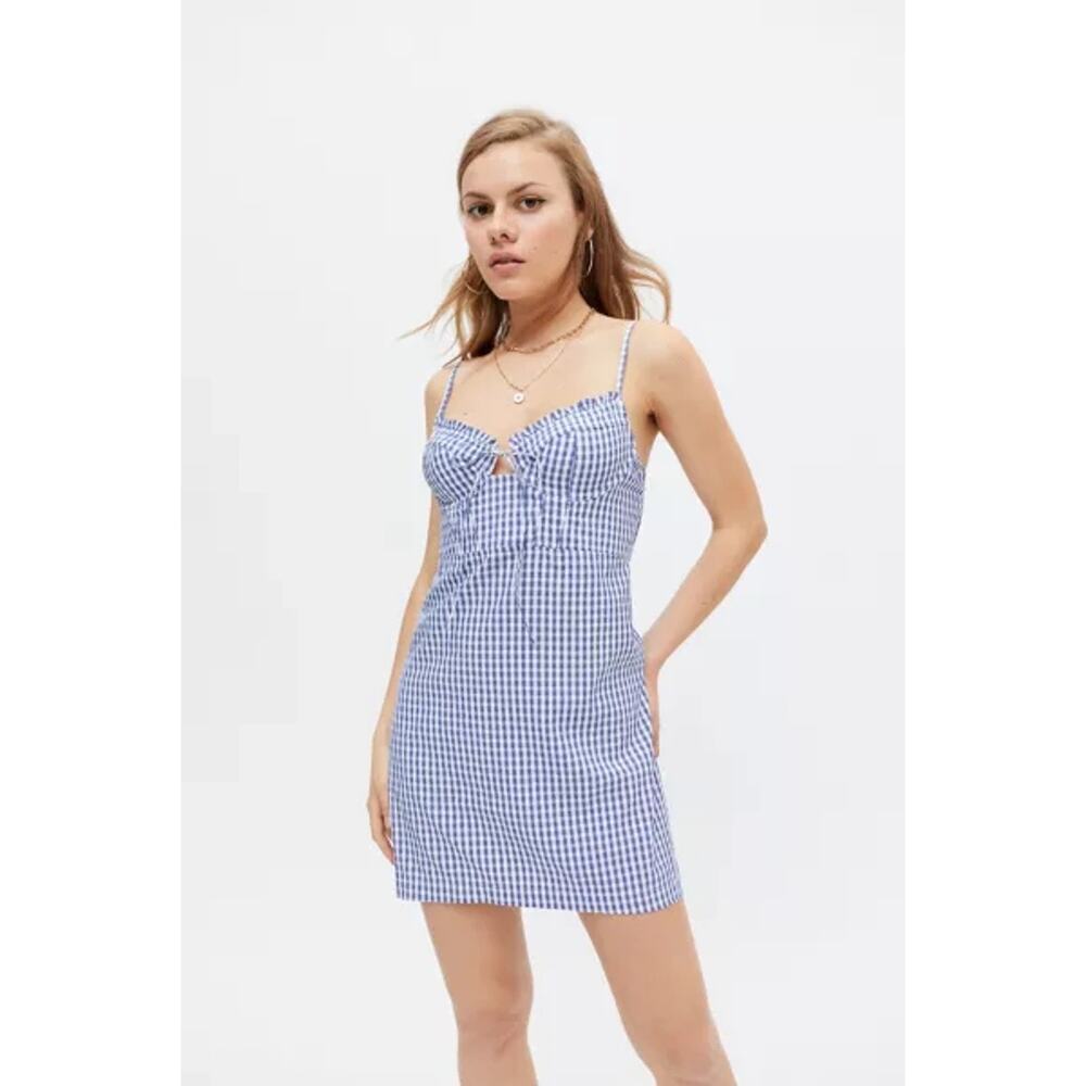 Urban Outfitters | Preppy Blue/White Gingham Kitty Bustier Mini Summer Dress- M
